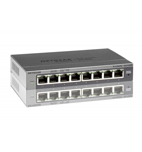 NETGEAR GS108E Switch 8 Port Gigabit Ethernet LAN Switch Plus (Managed Netzwerk Switch mit IGMP, QoS, VLAN, lüfterloses