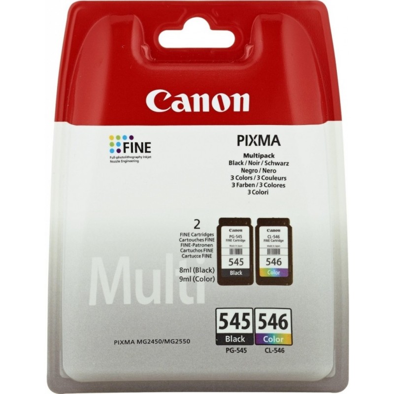 Canon PG-545XL CL546XL cartuccia d'inchiostro 2 pz Originale Resa standard Nero, Ciano, Giallo, Magenta