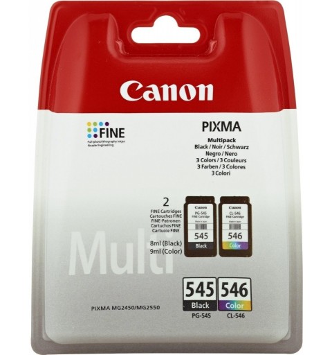 Canon PG-545XL CL546XL cartuccia d'inchiostro 2 pz Originale Resa standard Nero, Ciano, Giallo, Magenta