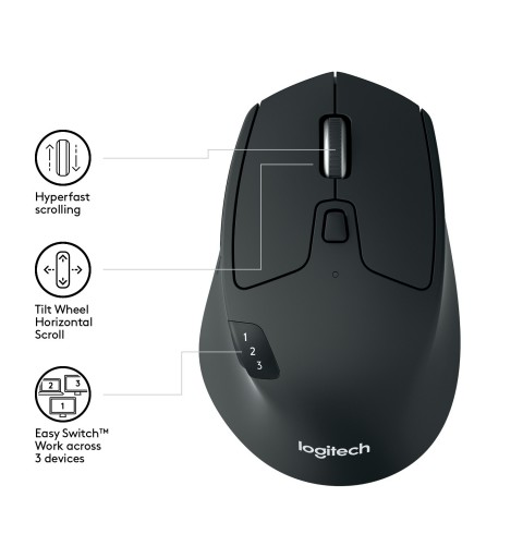 Logitech M720 mouse Mano destra RF senza fili + Bluetooth Ottico 1000 DPI