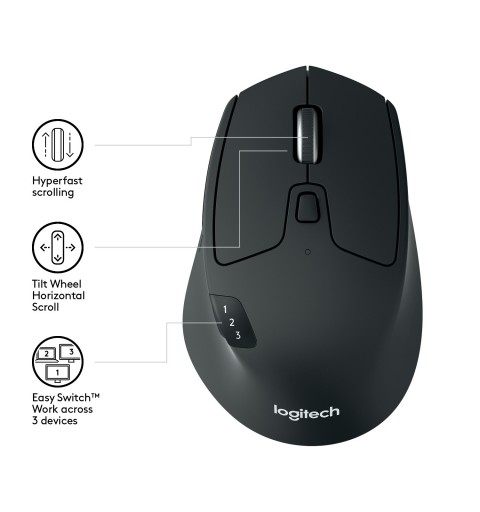 Logitech M720 ratón mano derecha RF Wireless + Bluetooth Óptico 1000 DPI