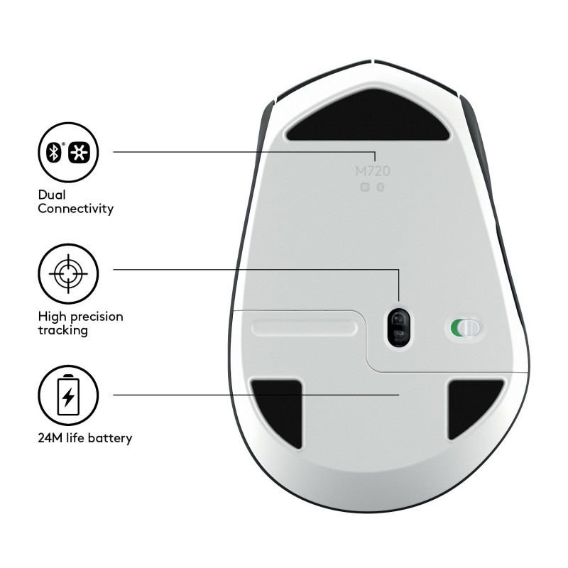 Logitech M720 ratón mano derecha RF Wireless + Bluetooth Óptico 1000 DPI