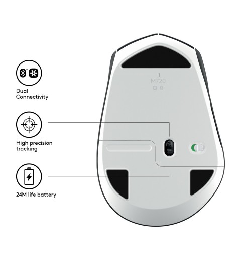 Logitech M720 mouse Mano destra RF senza fili + Bluetooth Ottico 1000 DPI