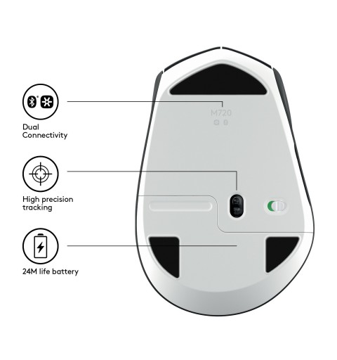 Logitech M720 ratón mano derecha RF Wireless + Bluetooth Óptico 1000 DPI