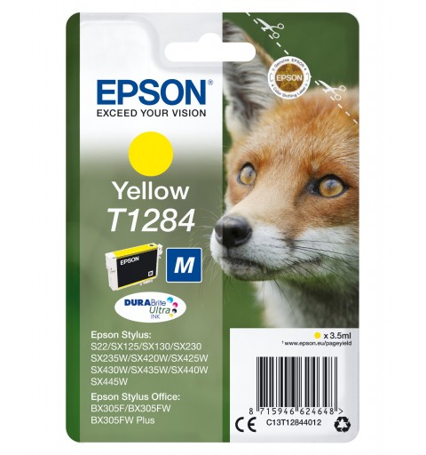 Epson Fox Singlepack Yellow T1284 DURABrite Ultra Ink