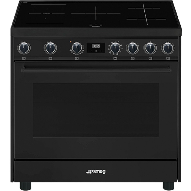 Smeg C91IEA9 cooker Freestanding cooker Zone induction hob Black A