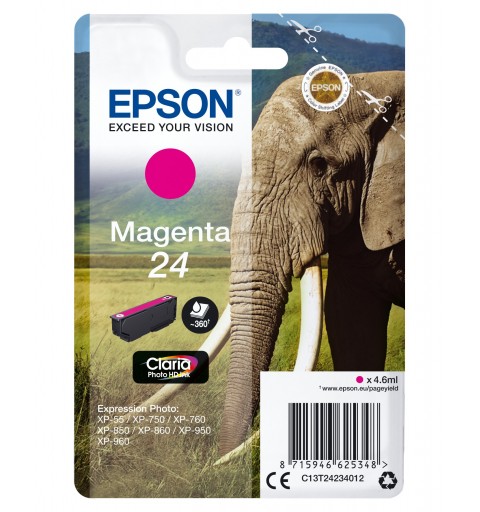 Epson Elephant Singlepack Magenta 24 Claria Photo HD Ink