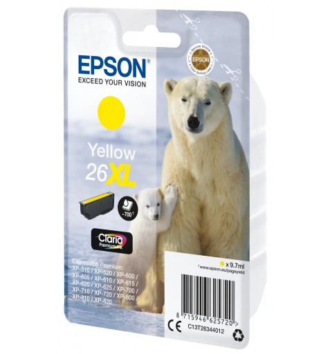 Epson Polar bear Singlepack Yellow 26XL Claria Premium Ink