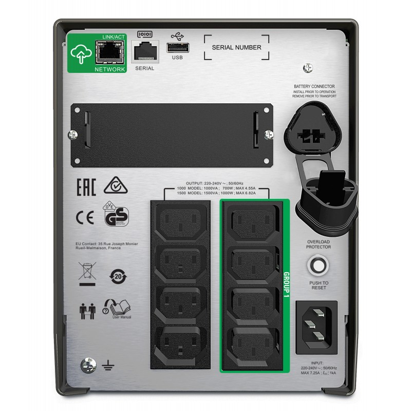 APC SMT1500IC Unterbrechungsfreie Stromversorgung (USV) Line-Interaktiv 1,5 kVA 1000 W 8 AC-Ausgänge