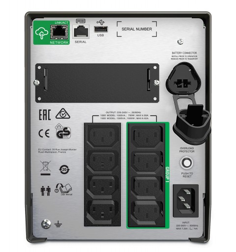 APC SMT1500IC Unterbrechungsfreie Stromversorgung (USV) Line-Interaktiv 1,5 kVA 1000 W 8 AC-Ausgänge