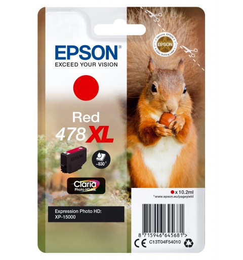 Epson Squirrel Singlepack Red 478XL Claria Photo HD Ink