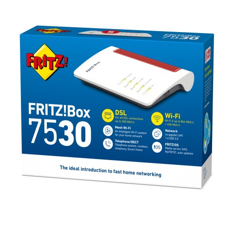 FRITZ!Box Box 7530 router inalámbrico Gigabit Ethernet Doble banda (2,4 GHz 5 GHz) Blanco