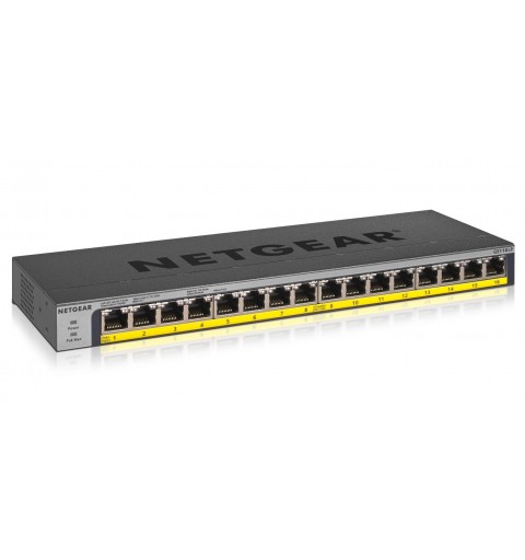 NETGEAR GS116LP Non gestito Gigabit Ethernet (10 100 1000) Supporto Power over Ethernet (PoE) Nero