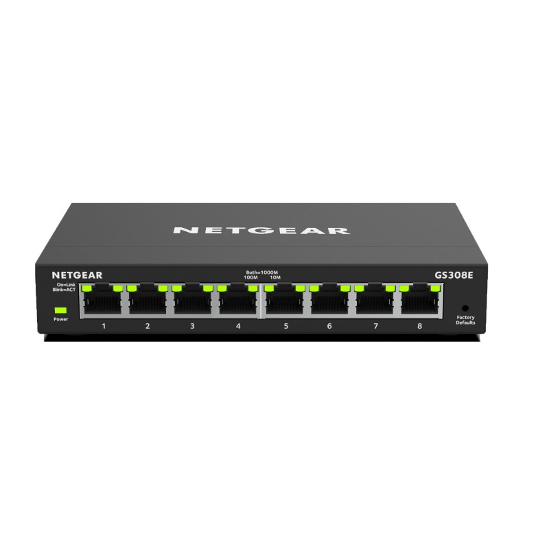NETGEAR GS308E Gestito Gigabit Ethernet (10 100 1000) Nero NETGEAR GS308E Gestito Gigabit Ethernet (10 100 1000) Nero