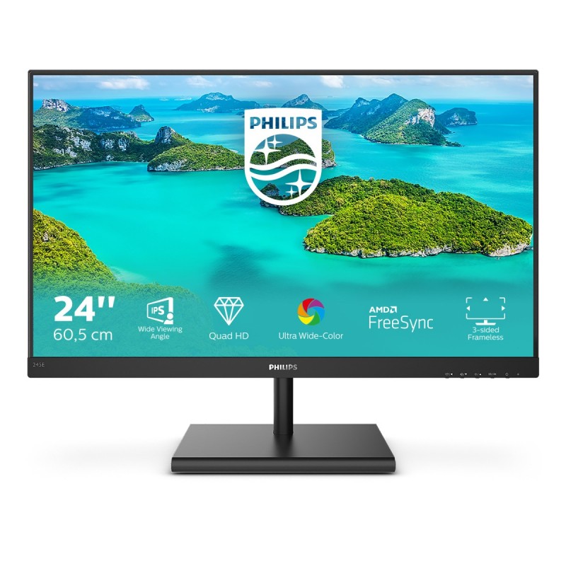 Philips E Line 245E1S 00 LED display 60,5 cm (23.8") 2560 x 1440 Pixeles 2K Ultra HD LCD Negro