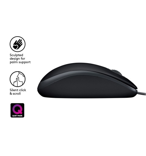 Logitech B110 Silent Maus Beidhändig USB Typ-A Optisch 1000 DPI