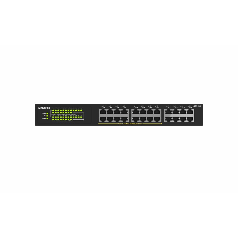 NETGEAR GS324P Non gestito Gigabit Ethernet (10 100 1000) Supporto Power over Ethernet (PoE) 1U Nero