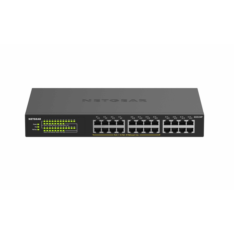 NETGEAR GS324P Unmanaged Gigabit Ethernet (10 100 1000) Power over Ethernet (PoE) 1U Schwarz