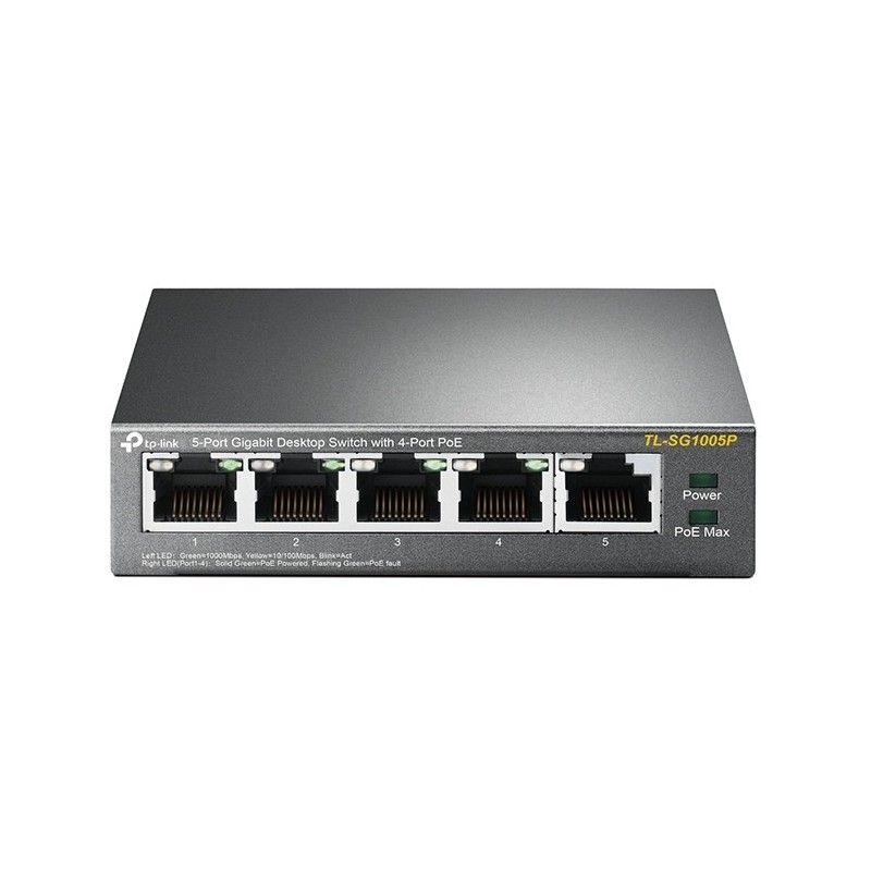 TP-Link TL-SG1005P Non-géré Gigabit Ethernet (10 100 1000) Connexion Ethernet, supportant l'alimentation via ce port (PoE) Noir