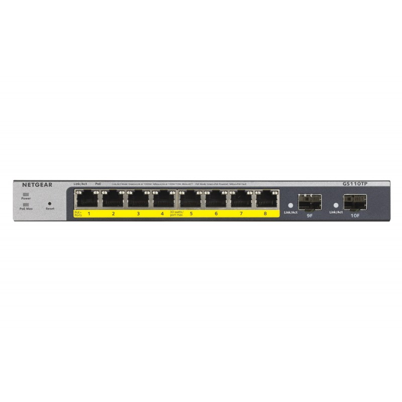 NETGEAR GS110TP Géré L2 L3 L4 Gigabit Ethernet (10 100 1000) Connexion Ethernet, supportant l'alimentation via ce port (PoE)