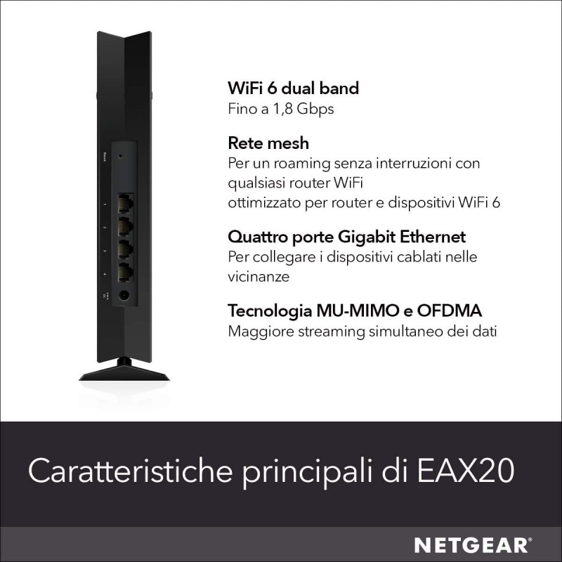 NETGEAR 4PT AX1800 WIFI MESH EXTENDER Netzwerk-Repeater Schwarz 10, 100, 1000 Mbit s