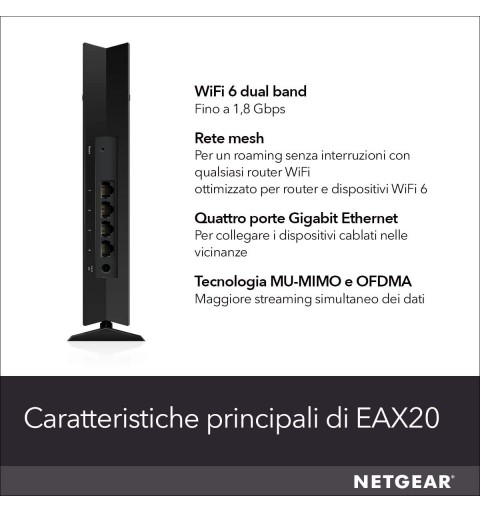 NETGEAR 4PT AX1800 WIFI MESH EXTENDER Netzwerk-Repeater Schwarz 10, 100, 1000 Mbit s