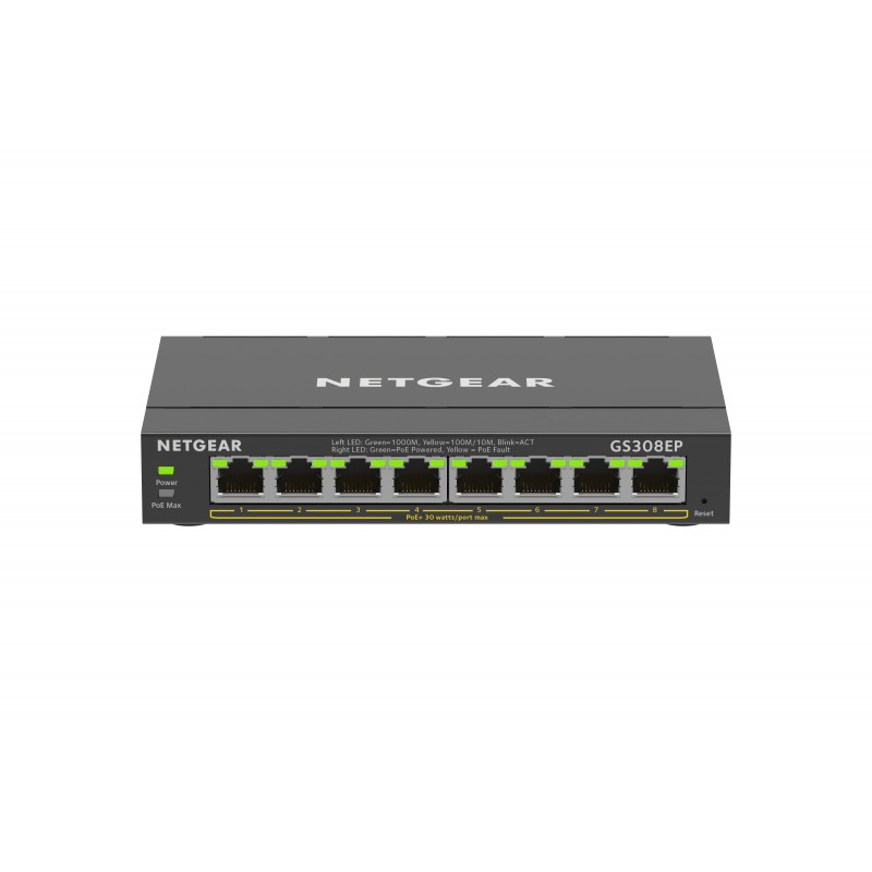 NETGEAR 8-Port Gigabit Ethernet PoE+ Plus Switch (GS308EP) Gestito L2 L3 Gigabit Ethernet (10 100 1000) Supporto Power over
