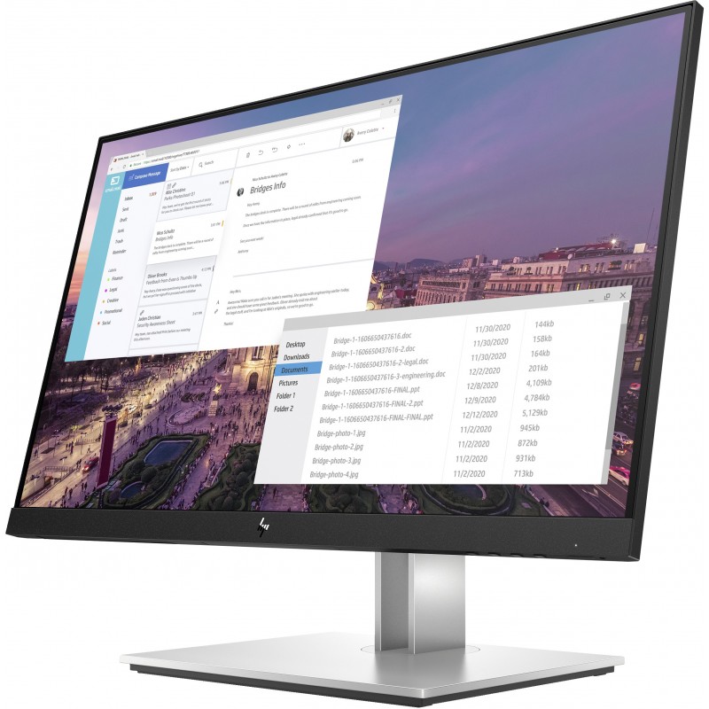 HP E-Series E23 G4 écran plat de PC 58,4 cm (23") 1920 x 1080 pixels Full HD Noir, Argent