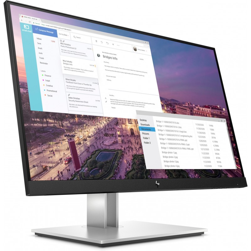 HP E-Series E23 G4 écran plat de PC 58,4 cm (23") 1920 x 1080 pixels Full HD Noir, Argent
