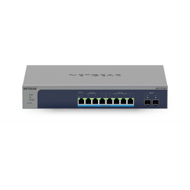 NETGEAR MS510TXUP switch Gestionado L2 L3 L4 10G Ethernet (100 1000 10000) Energía sobre Ethernet (PoE) Gris, Azul