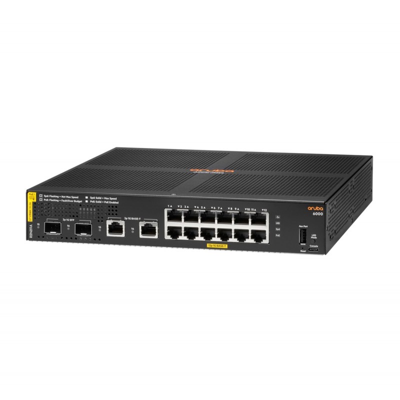 Aruba 6000 12G Class4 PoE 2G 2SFP 139W Gestito L3 Gigabit Ethernet (10 100 1000) Supporto Power over Ethernet (PoE) 1U
