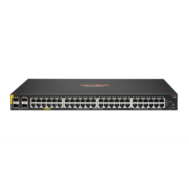 Aruba 6000 48G Class4 PoE 4SFP 370W Géré L3 Gigabit Ethernet (10 100 1000) Connexion Ethernet, supportant l'alimentation via ce