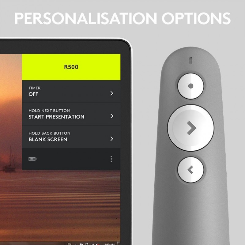 Logitech R500 Funk-Presenter Bluetooth RF Grau