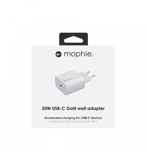 mophie 409908422 chargeur d'appareils mobiles Ordinateur portable, Smartphone, Tablette Blanc Secteur Charge rapide Intérieure