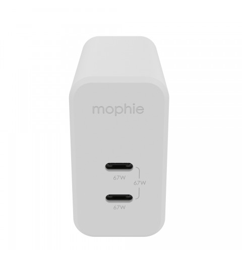 mophie Accessories-Wall Adapter-USB-C-PD-DUAL-67W-GAN-White-EU (2xUSBC)