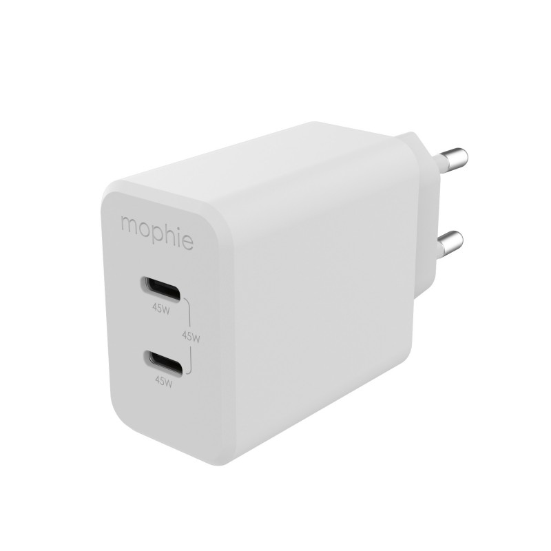 mophie Accessories Wall Adapter-USB-C-PD-DUAL-45W-GAN-White-EU(2xUSBC)