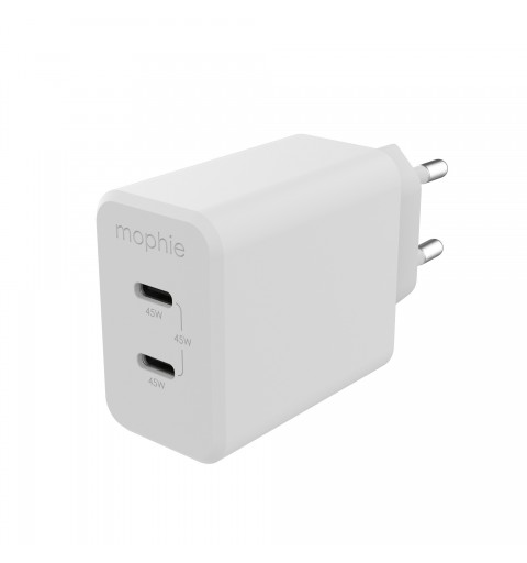 mophie Accessories Wall Adapter-USB-C-PD-DUAL-45W-GAN-White-EU(2xUSBC)