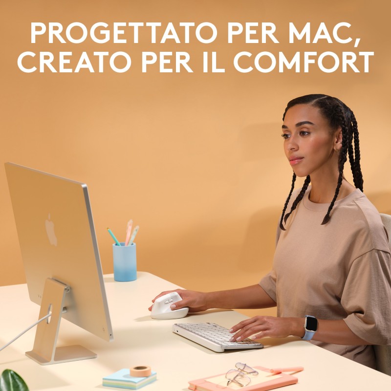 Logitech Lift for Mac mouse Mano destra RF senza fili + Bluetooth Ottico 4000 DPI