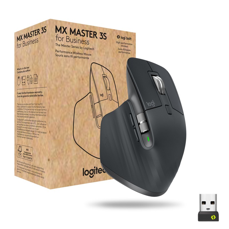 Logitech MX Master 3s for Business Maus rechts RF Wireless + Bluetooth Laser 8000 DPI