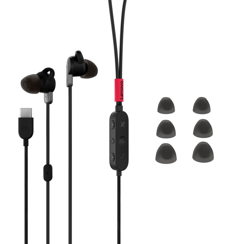 Lenovo 4XD1C99220 headphones headset Wired In-ear Music Everyday USB Type-C Black