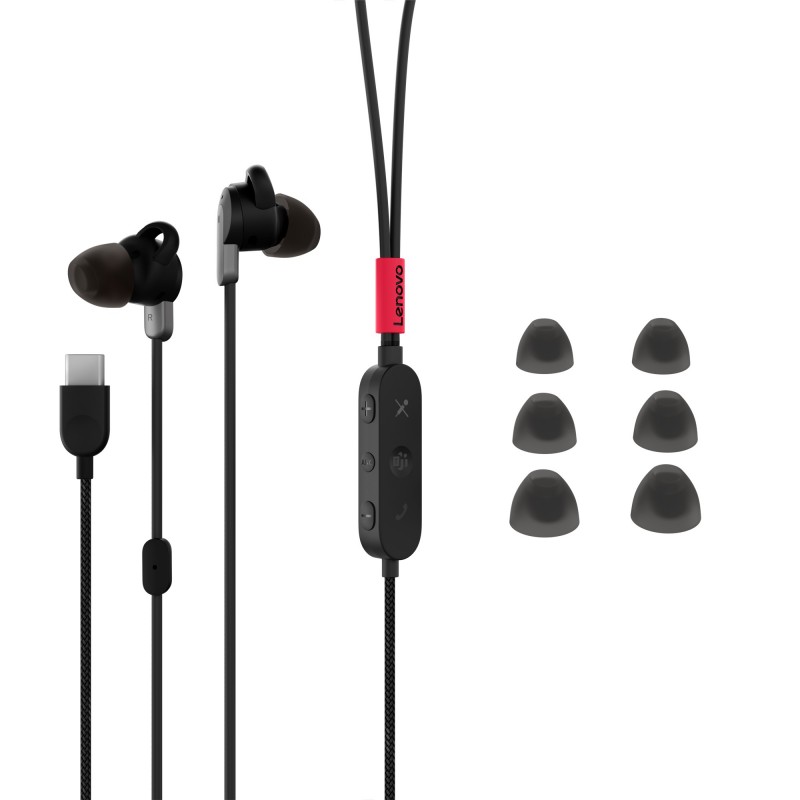 Lenovo 4XD1C99220 Kopfhörer & Headset Kabelgebunden im Ohr Musik Alltag USB Typ-C Schwarz