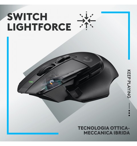 Logitech G G502 X Lightspeed mouse Mano destra RF Wireless Ottico 25600 DPI