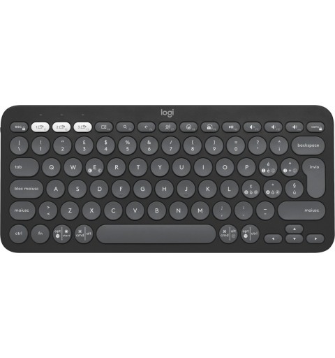 Logitech Pebble Keys 2 K380s clavier RF sans fil + Bluetooth QWERTY Italien Graphite