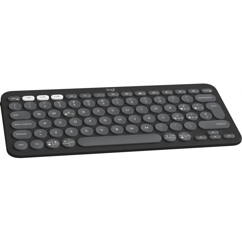 Logitech Pebble Keys 2 K380s teclado RF Wireless + Bluetooth QWERTY Italiano Grafito