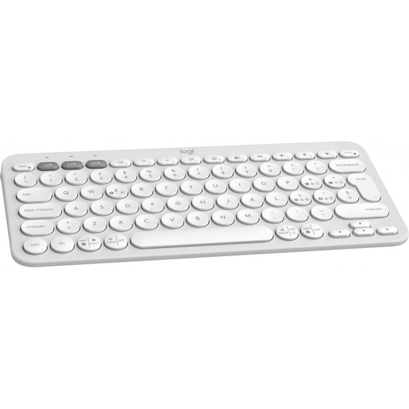 Logitech Pebble Keys 2 K380s teclado RF Wireless + Bluetooth QWERTY Italiano Blanco