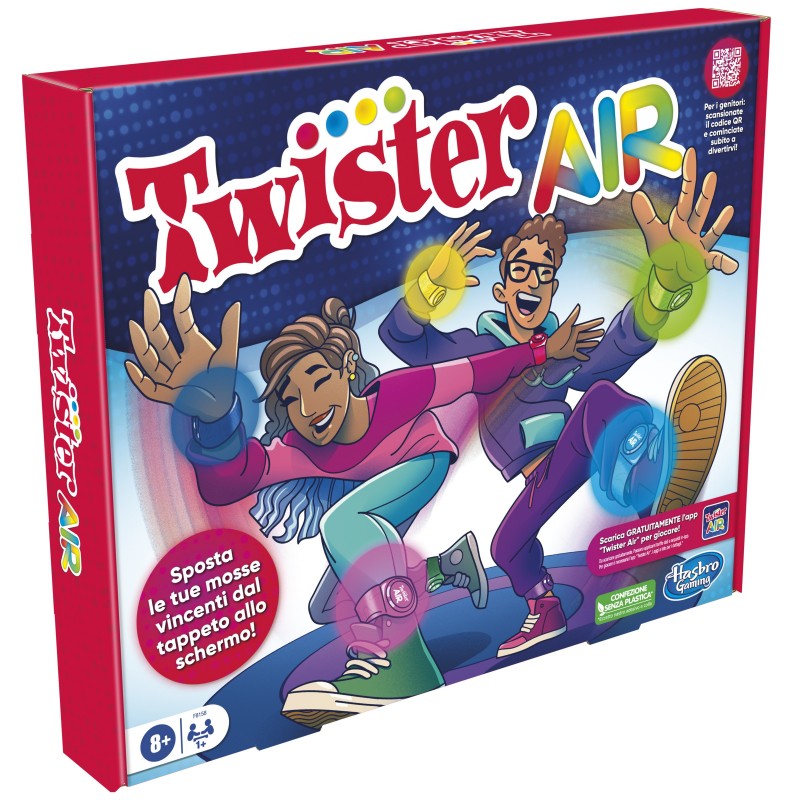 Hasbro Gaming Gioco Twister Air, gioco Twister con app per realtà aumentata, si collega a dispositivi smart, giochi attivi per