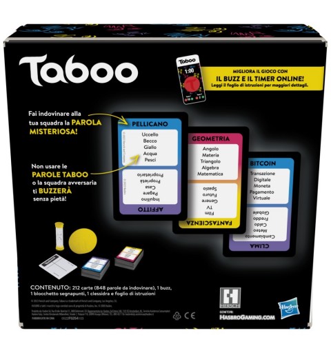 Hasbro Gaming Taboo, gioco da tavolo, giochi con parole da indovinare per adulti e adolescenti dai 13 anni in su, giochi per le
