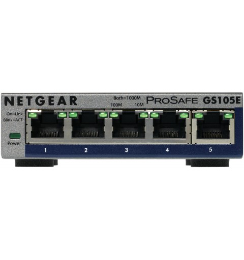 NETGEAR GS105E-200PES switch di rete Gestito L2 L3 Gigabit Ethernet (10 100 1000) Grigio