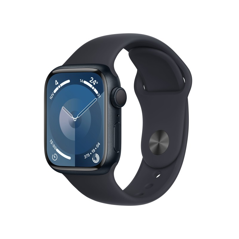 Apple Watch Series 9 GPS 41mm Midnight Aluminium Case with Midnight Sport Band - S M