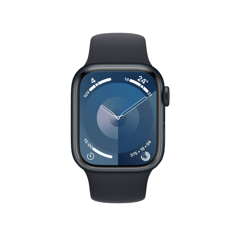 Apple Watch Series 9 GPS 41mm Midnight Aluminium Case with Midnight Sport Band - S M